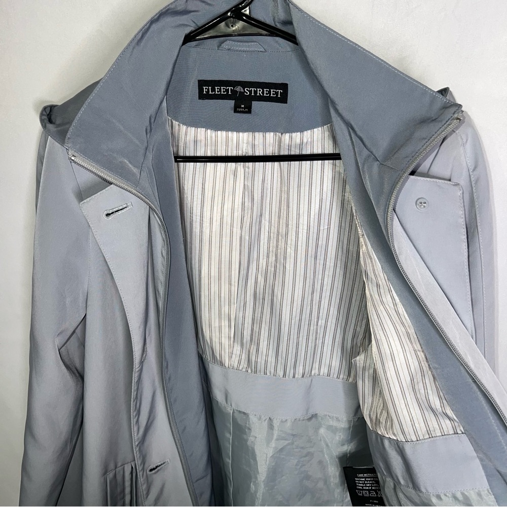 Fleet Street Women’s Gray Trench Coat/Jacket Size Medium Removable Hood - Picture 7 of 8